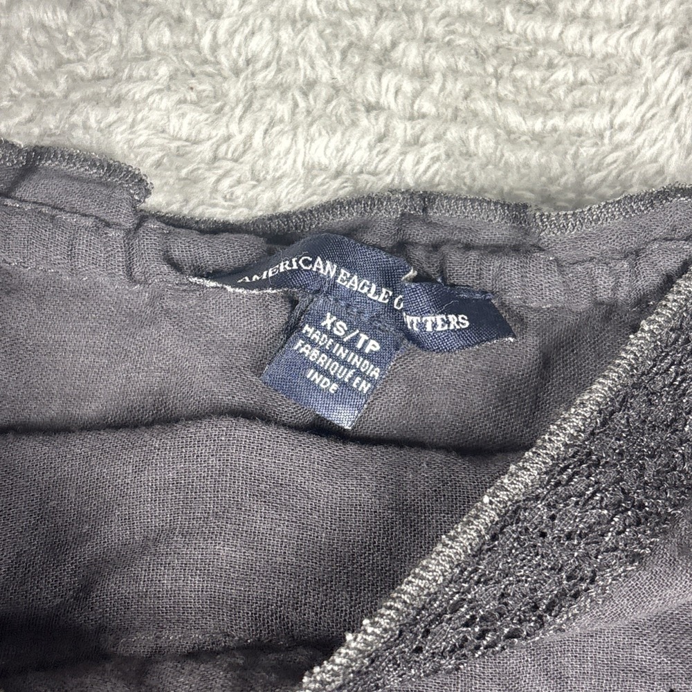 American Eagle Outfitters Dark Gray Front Tie Lace Tank Top Women's Size XS - Picture 2 of 7